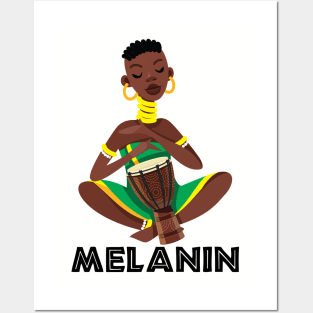 African Girl Drummer Afro Queen Poppin Posters and Art